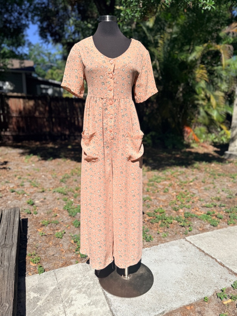 Vintage 90s Express Floral Wide Leg Palazzo Jumpsuit